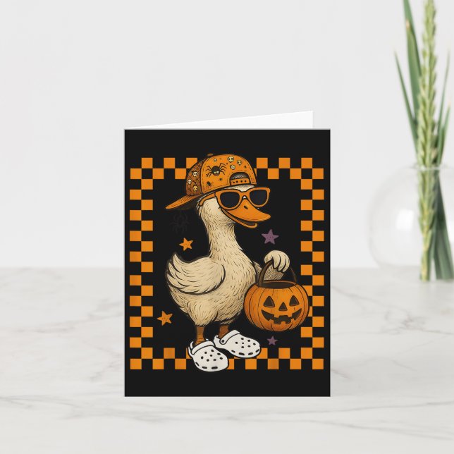 Boys Goose Halloween Spooky Goosey Silly Goose Pum Card (Front)