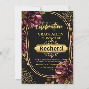 Boys Graduation Invitation Card 2026   Elegant Bla