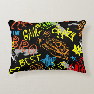Boys' Graffiti: Hand Drawn Coolness Accent Pillow