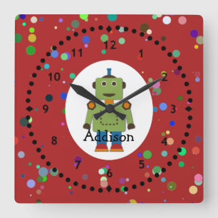Boy's Green Robot Wall Clock