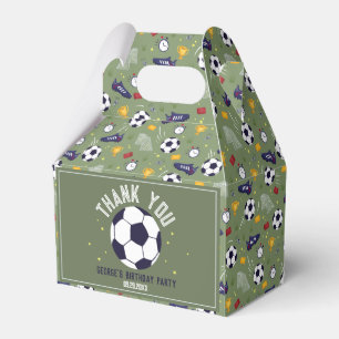 Boys Green Soccer Sports Kids Birthday  Favor Box
