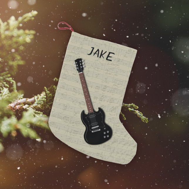 Boys Guitar Personalized Christmas Stocking (Creator Uploaded)