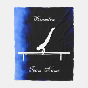 Boys Gymnastics Black, Blue, White w/ Team Name  Fleece Blanket