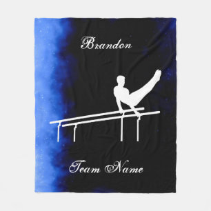 Boys Gymnastics Black, Blue, White w/ Team Name Fleece Blanket