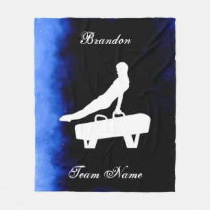 Boys Gymnastics Black, Blue, White w/ Team Name  Fleece Blanket