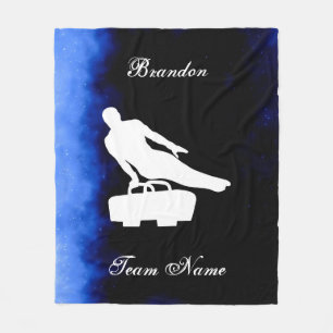 Boys Gymnastics Black, Blue, White w/ Team Name Fleece Blanket