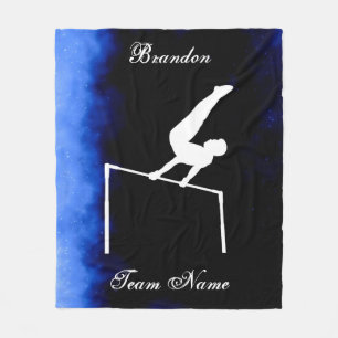 Boys Gymnastics Black, Blue, White w/ Team Name  Fleece Blanket
