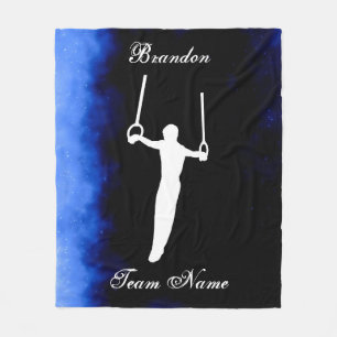 Boys Gymnastics Black, Blue, White w/ Team Name   Fleece Blanket