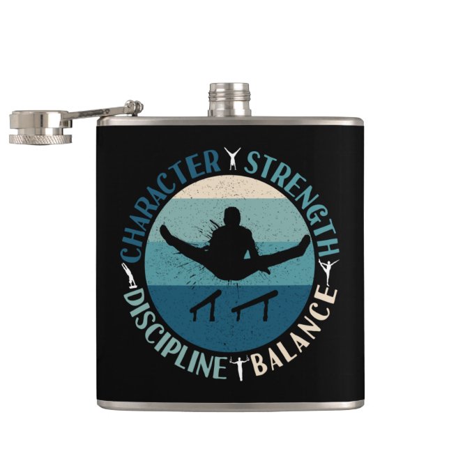 Boys Gymnastics Character Strength Discipline Hip Flask (Opened)