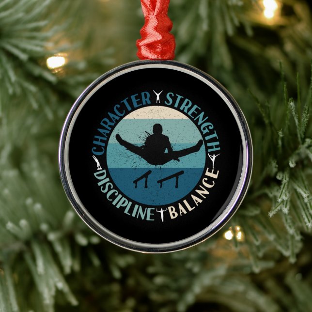 Boys Gymnastics Character Strength Discipline Metal Ornament (Tree)