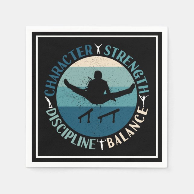 Boys Gymnastics Character Strength Discipline Napkin (Front)