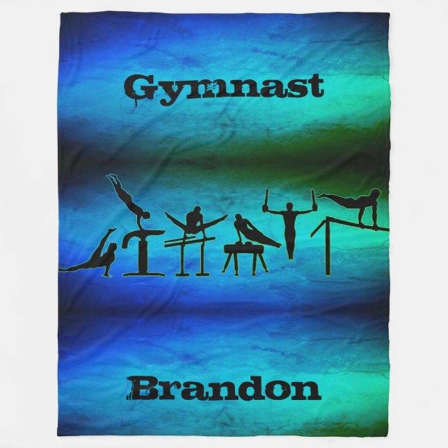 Boys Gymnastics Gymnast Blanket w/ His Name (Front)