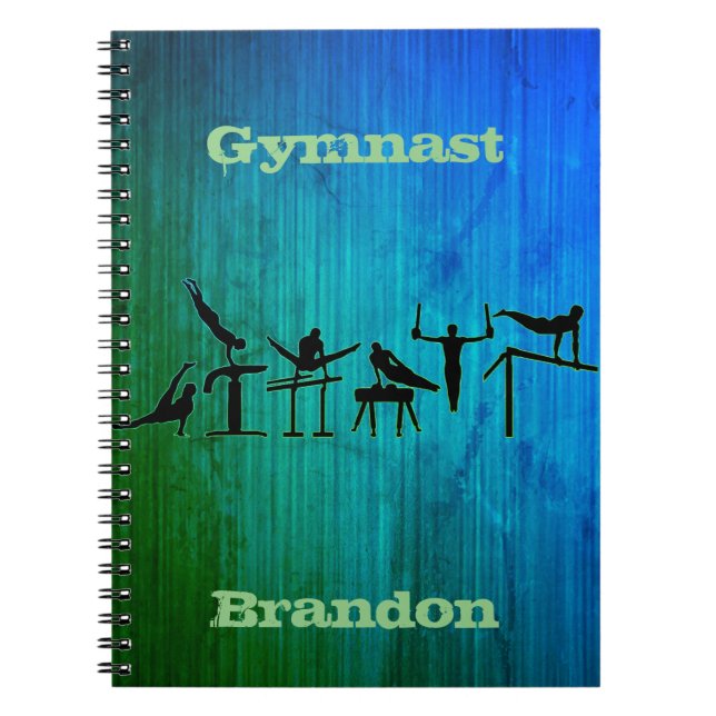 Boys Gymnastics Personalized Earthy School Notebook (Front)