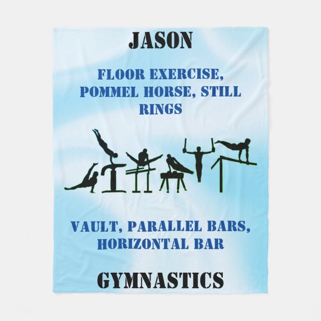 Boys Gymnastics Personalized Fleece Blanket (Front)
