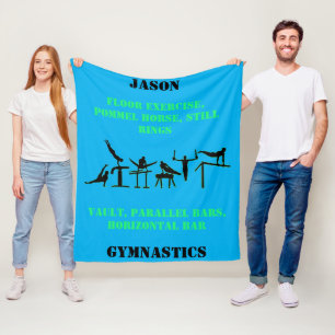 Boys Gymnastics Personalized Fleece Blanket