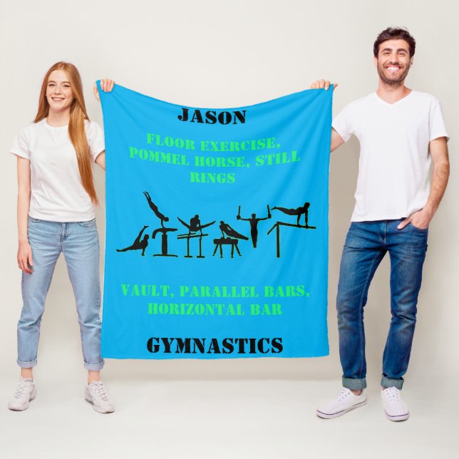 Boys Gymnastics Personalized Fleece Blanket (In Situ)
