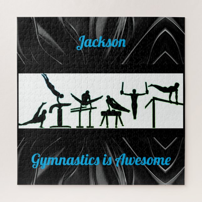 Boys Gymnastics Puzzle w/ His Name! (Vertical)
