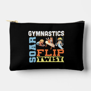 Boys Gymnastics Quote - Soar Flip Twist  Accessory Pouch
