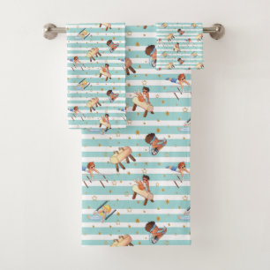 Boys Gymnastics Rings Parallel Bars Pommel Horse  Bath Towel Set