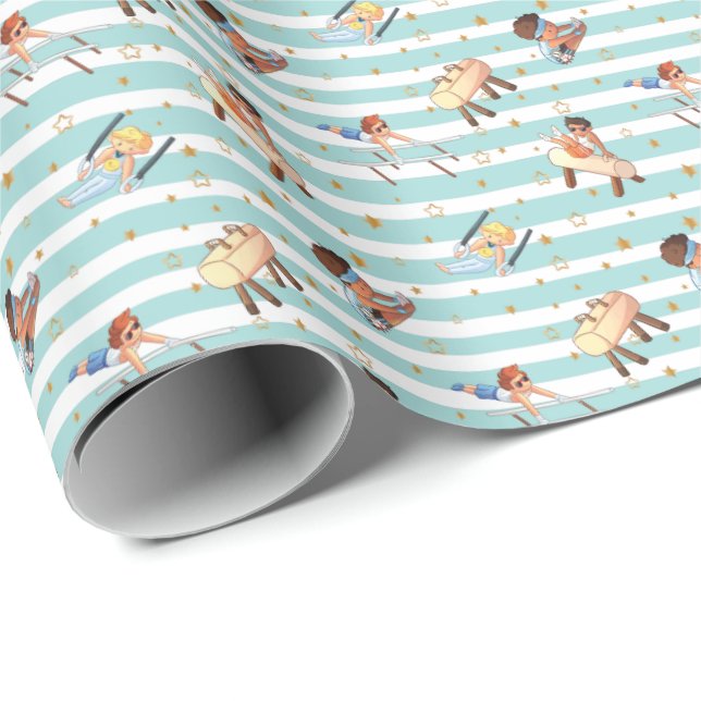 Boys Gymnastics Rings Parallel Bars Pommel Horse  Wrapping Paper (Roll Corner)