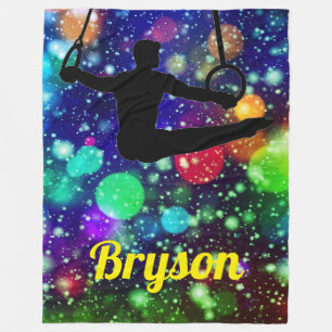 Boys Gymnastics Rings Personalized  Fleece Blanket
