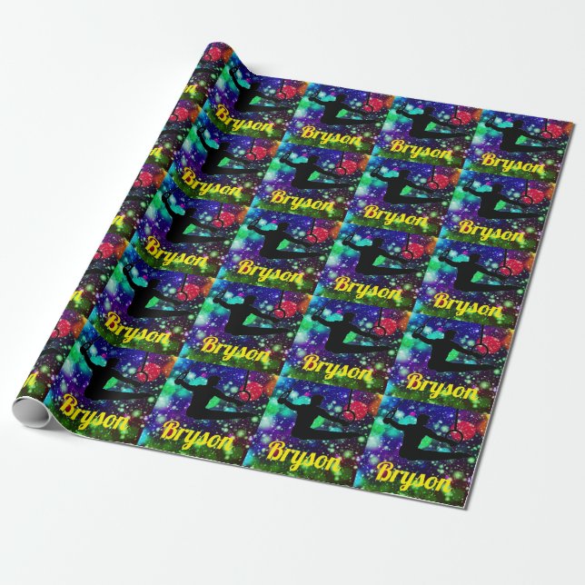 Boys Gymnastics Rings   Wrapping Paper (Unrolled)