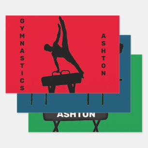 Boys Gymnastics Wrapping Paper Sheet Set