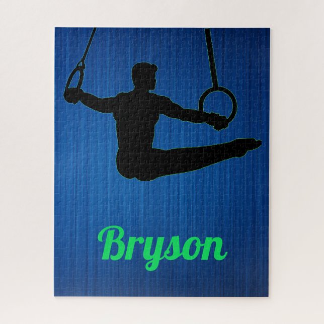 Boys Gymnastique Anneaux Puzzle avec nom! (Vertical)