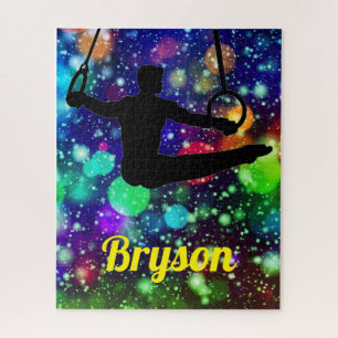 Boys Gymnastique Anneaux Puzzle avec nom!