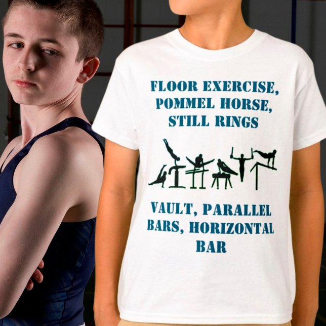 Boys Gymnastique Événements T-Shirt avec son nom s (Créateur téléchargé)