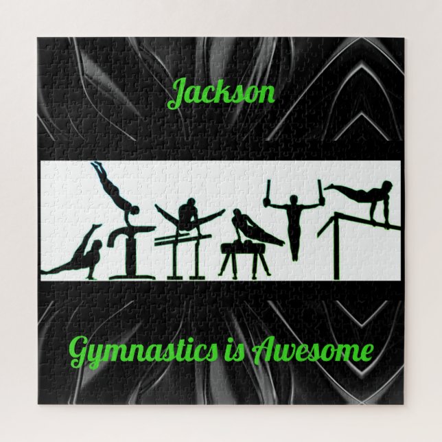 Boys Gymnastique Puzzle avec son nom! (Vertical)