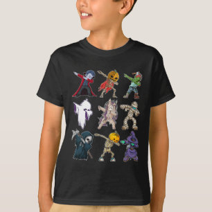 Boys Halloween Pumpkin Skeleton Kids Pumpkin Dab T-Shirt