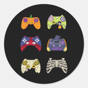 Boys Halloween Shirt Skeleton Zombie Gaming Contro Classic Round Sticker