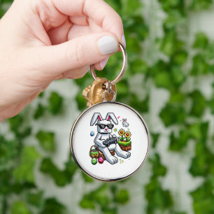 Boys Happy Easter Day Bunny Egg Video Game Keychain