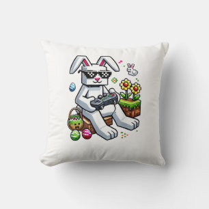 Boys Happy Easter Day Bunny Egg Video Game Kids Me Throw Pillow