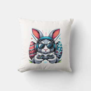 Boys Happy Easter Day Bunny Egg Video Game Kids Me Throw Pillow