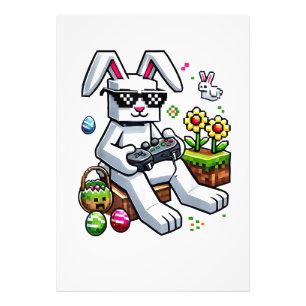 Boys Happy Easter Day Bunny Egg Video Game Photo Print