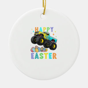 Boys Happy Easter Monster Truck Easter Eggs Toddle Ceramic Ornament