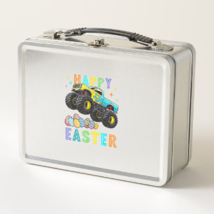 Boys Happy Easter Monster Truck Easter Eggs Toddle Metal Lunch Box