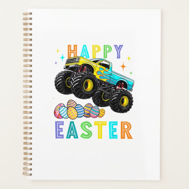 Boys Happy Easter Monster Truck Easter Eggs Toddle Planner (Front)