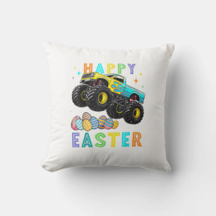 Boys Happy Easter Monster Truck Easter Eggs Toddle Throw Pillow