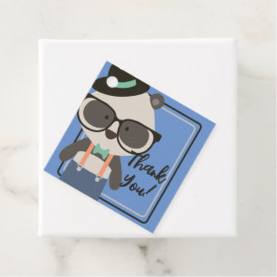 Boys Hipster Mister Panda Bear Birthday Favour Tags