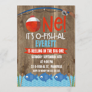 Boy's His O-fish-al 1er anniversaire Invitation