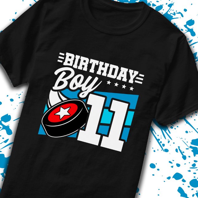 Boys Hockey Birthday 11th Birthday 11 Year Old Boy T-Shirt (Creator Uploaded)