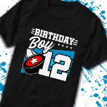 Boys Hockey Birthday 12th Birthday 12 Year Old Boy T-Shirt<br><div class="desc">This hockey birthday party design is perfect for a 12 year old boy's hockey theme birthday party to celebrate their 12th birthday! Great for kids that love to play hockey,  watch hockey or future hockey star players! Features a hockey puck graphic w/ number 12 for a boy's 12th birthday.</div>