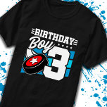 Boys Hockey Birthday 3rd Birthday 3 Year Old Boy T-Shirt<br><div class="desc">This hockey birthday party design is perfect for a 3 year old boy's hockey theme birthday party to celebrate their 3rd birthday! Great for kids that love to play hockey,  watch hockey or future hockey star players! Features a hockey puck graphic w/ number 3 for a boy's 3rd birthday.</div>