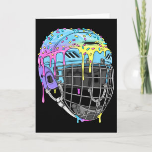 Boys Hockey Helmet Ice Cream Drip For Hockey Playe Card