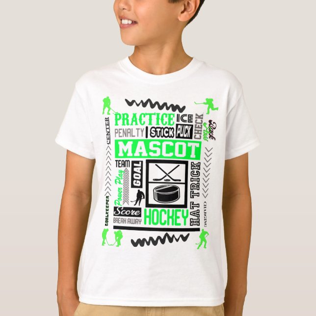 Boys Hockey Terminologie en T-shirt vert (Devant)