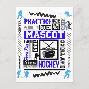 Boys Hockey Terminology in Blue   Postcard