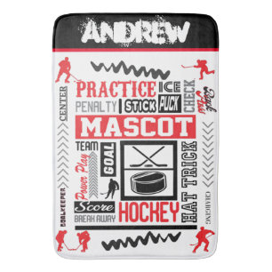 Boys Hockey Terminology Personalized Bath Mat